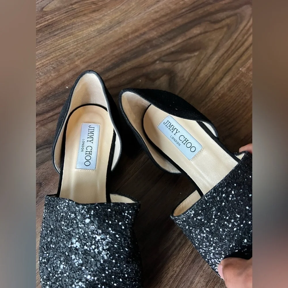 Jimmy Choo Women's Globe Glitter & Leather d'Orsay Flats